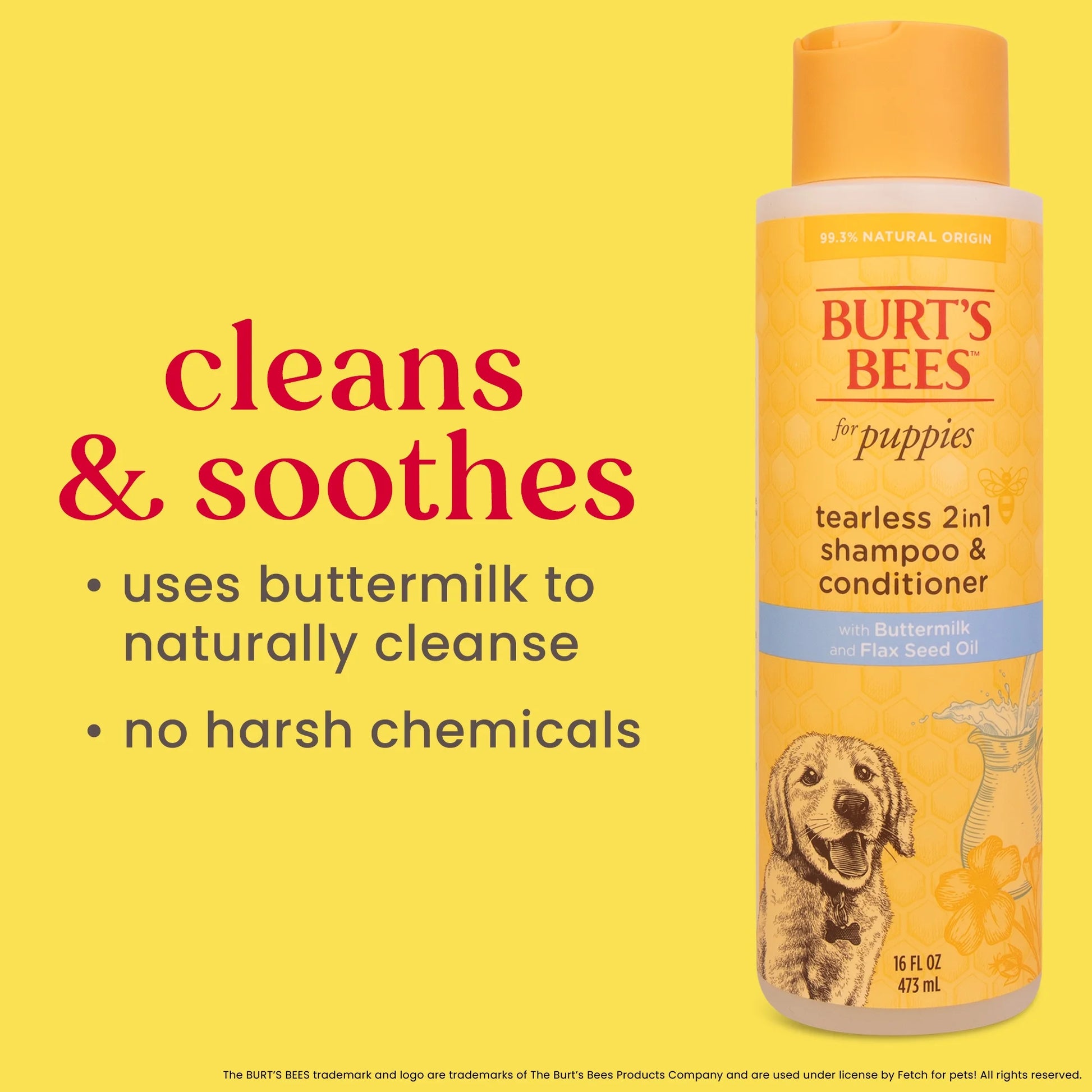 Natural Pet Care Tearless 2 -1 Dog Puppy Shampoo Conditioner Buttermilk and Linseed Oil