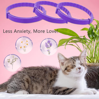 Cat Calming Collars 3 Pack, Pheromone Calming Collar for Cats, Natural, Adjustable, Waterproof Relieve Cat Anxiety Collar, Kitten Pheromone Collars for 60 Days Safe Use (Purple)