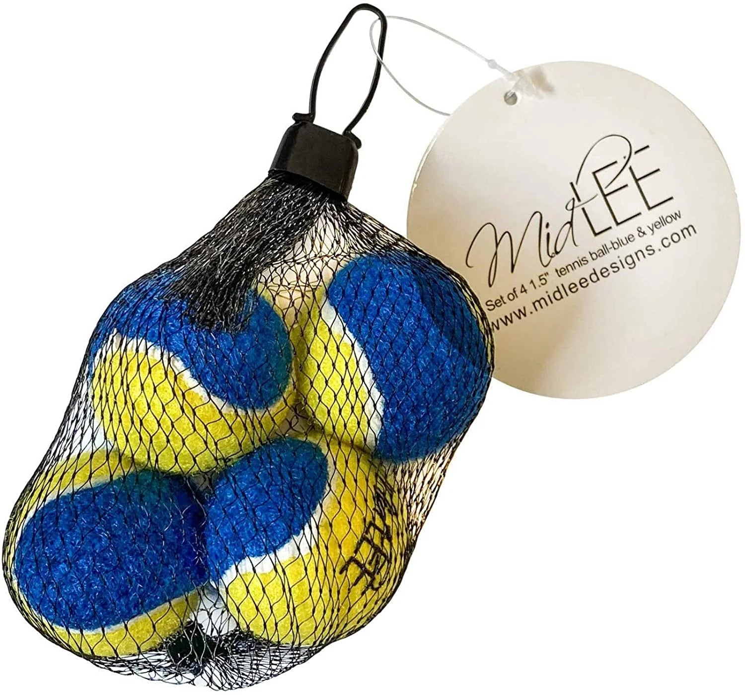 Mini Dog Tennis Balls - Blue/Yellow- Pack of 4