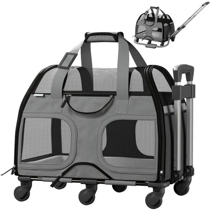 Luxury Rider Chrishawn Pet Carrier with Removable Wheels and Telescopic Handle