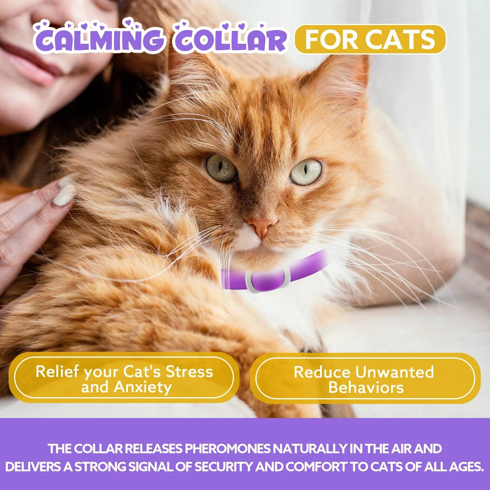 Calming Collar for Cats with Pheromones,Cat Anxiety and Calming,Up to 18.9Inch,Water Resistant,8 Pack 240 Days Supply