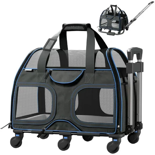 Luxury Rider Chrishawn Pet Carrier with Removable Wheels and Telescopic Handle