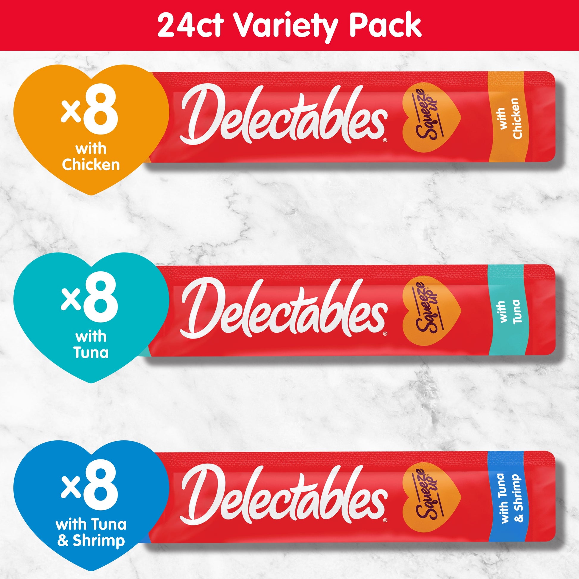 Hartz  Squeeze up Variety Pack Interactive Lickable Wet Cat Treat, 0.5Oz (24 Count)